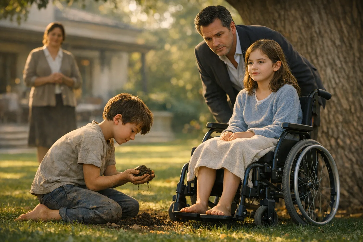 Un bimbo scalzo disse: “Un po’ di fango sugli occhi… e tornerà a vedere.” Poi mia figlia cieca sussurrò: “Per favore.”